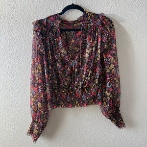 Free People Floral Chiffon Blouse